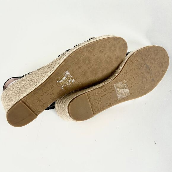 NWOT Kate Spade Y2K Black Wedge Espadrille Sandals - Picture 6 of 7